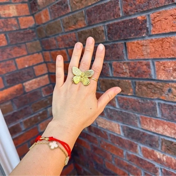 Gold Butterfly 18K Stainless Steel Waterproof Ring - Picture 2 of 6